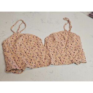 Blue life corset crop top size extra small pink floral lace up back